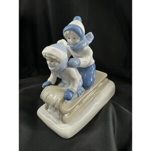Sled Riding Paul Sebastian Figurine Porcelana De Cuernavaca VTG ‘92 Christmas